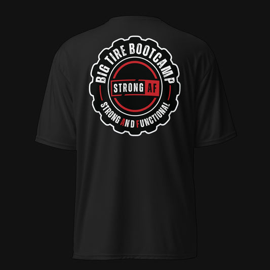 BTB DriFit Performance Shirt – circle logo back view – Big Tire Bootcamp