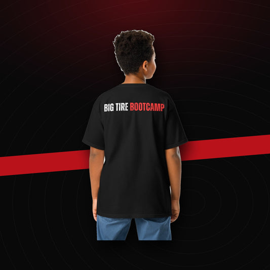 bg2|39114228859076|Big Tire Bootcamp Youth Classic Tee on dark