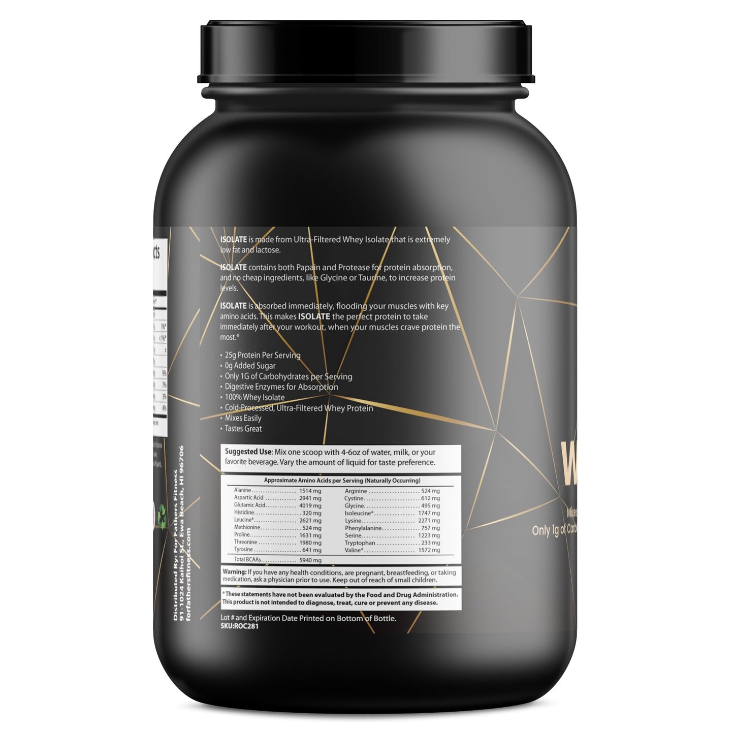 For Fathers 2LB 100% Whey Isolate Chocolate Milkshake Protein Powder – Rapid Absorption, Low-Fat, Energy Booster - For Fathers Fitness