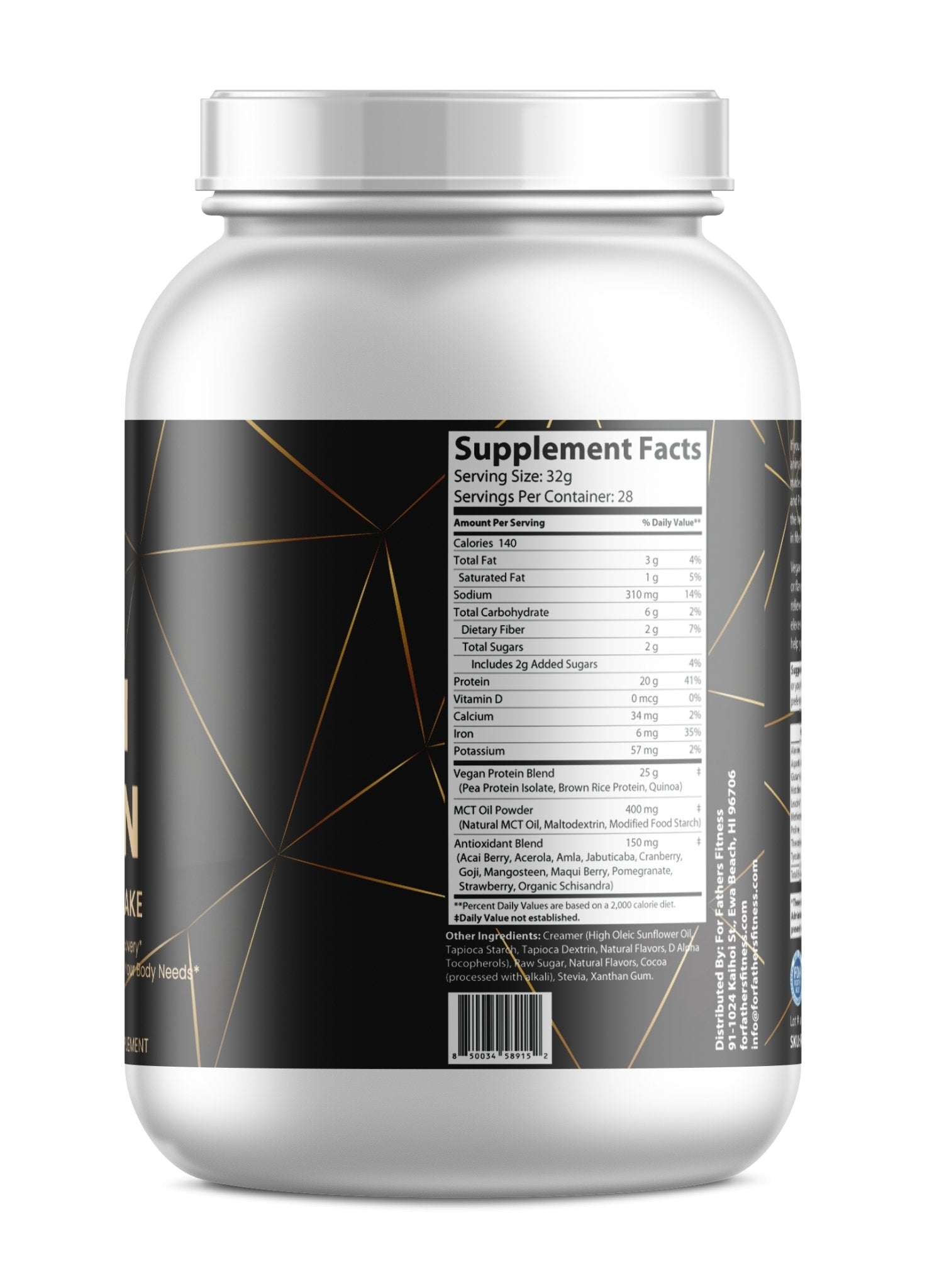 Organic Plant-Based Chocolate Vegan Protein Powder - 2 LB Natural & Healthy - For Fathers Fitness