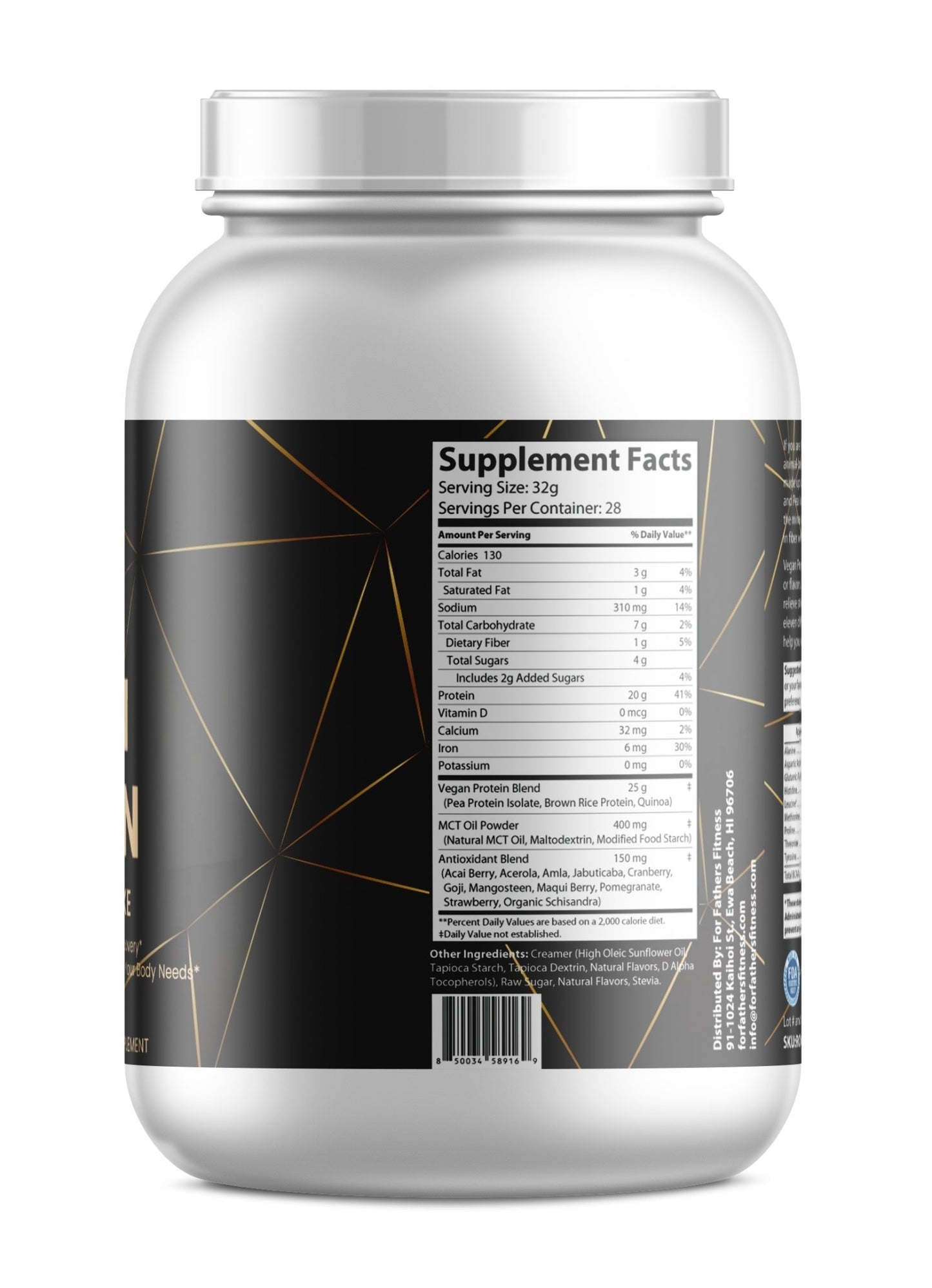 Organic Plant-Based Vanilla Vegan Protein Powder - 2 LB Natural & Healthy - For Fathers Fitness