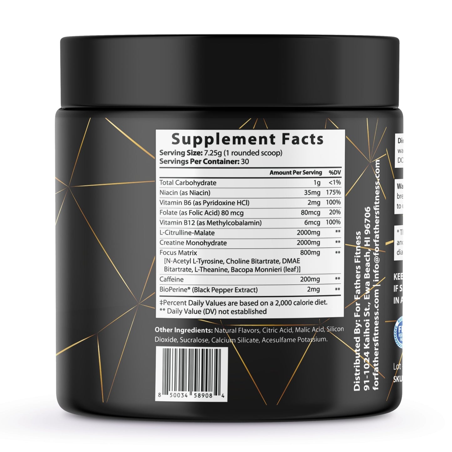 Pre-Workout Energy Drink Mix - Lemonade Flavor - For Fathers Fitness