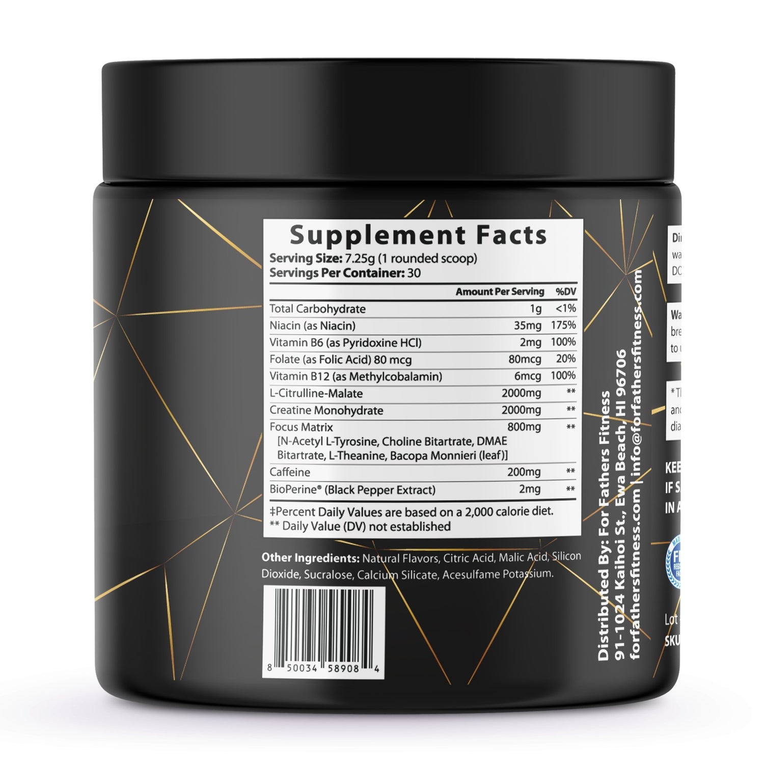 Pre-Workout Energy Drink Mix - Lemonade Flavor - For Fathers Fitness