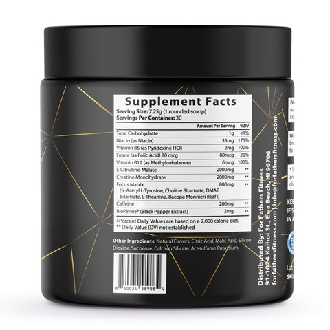 Pre-Workout Energy Drink Mix - Lemonade Flavor - For Fathers Fitness