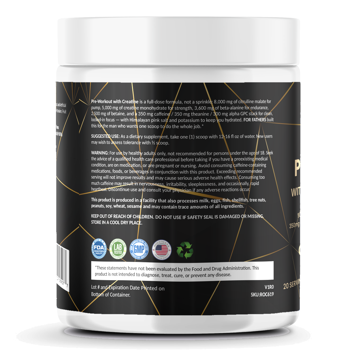 Pre-Workout with Creatine – Grape Annihilation – For Fathers Fitness – left side – directions