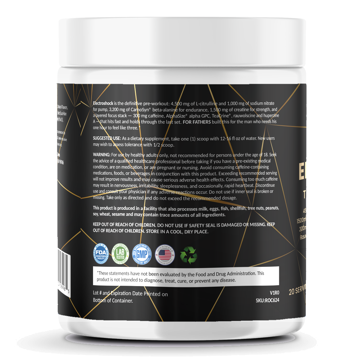 Electroshock Pre-Workout – Blue Razz – For Fathers Fitness – left side – directions