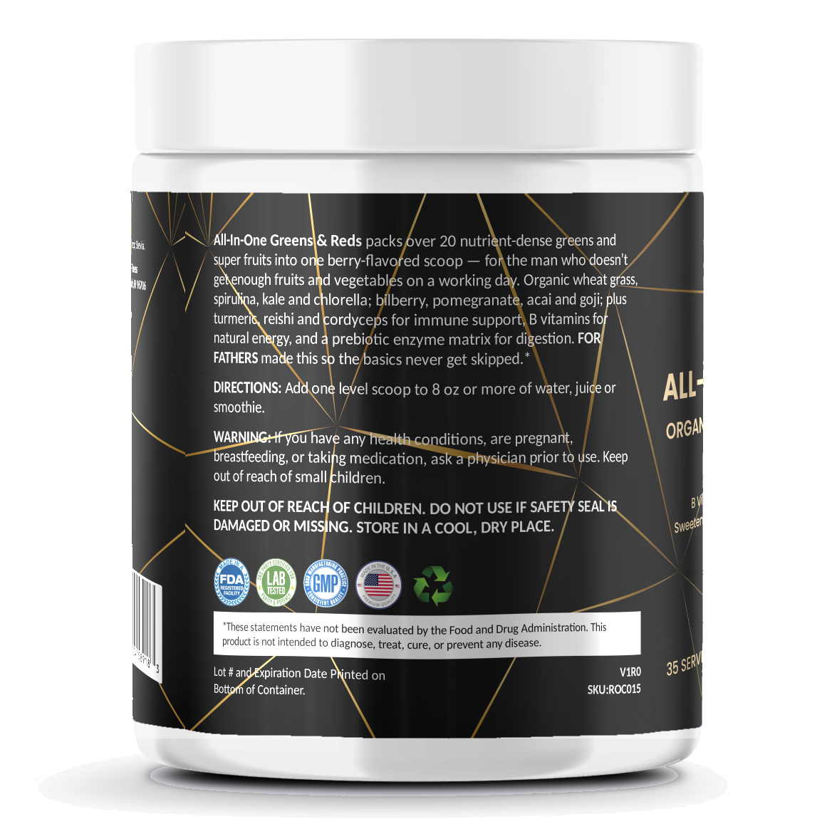All-In-One Greens & Reds Superfood – Mixed Berry – For Fathers Fitness – left side – directions