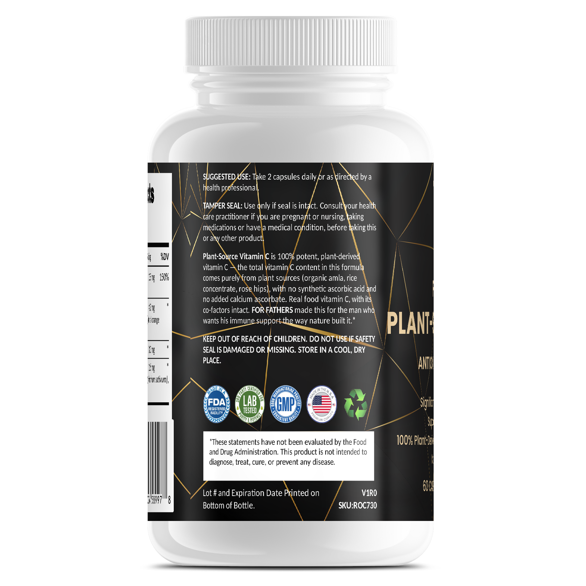 Plant-Source Vitamin C – For Fathers Fitness – side – directions