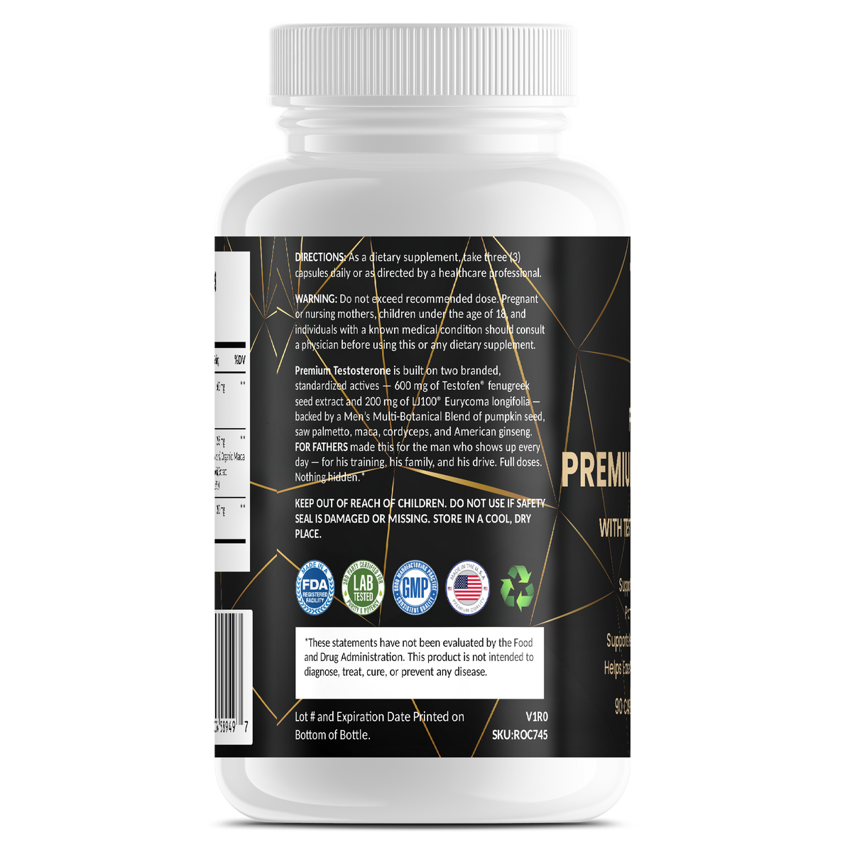 Premium Testosterone – For Fathers Fitness – side – directions