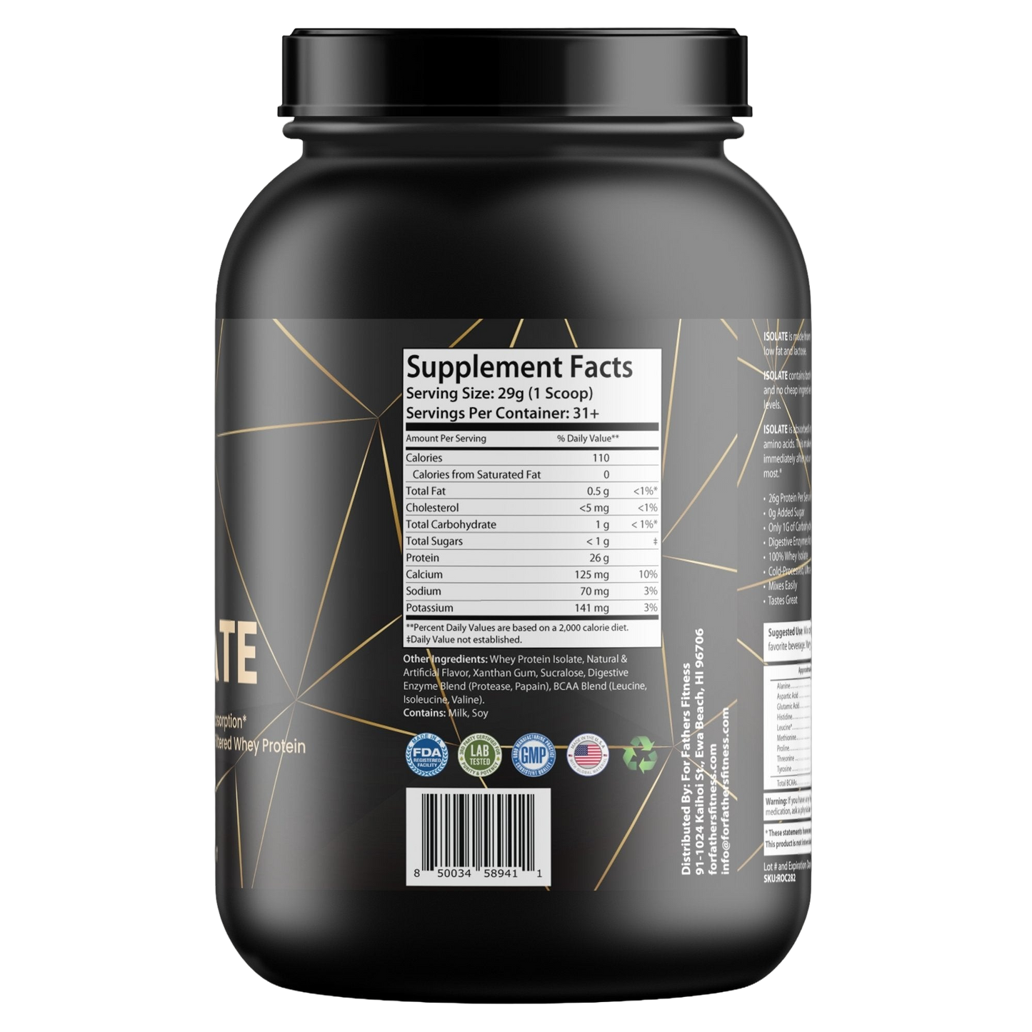 For Fathers Fitness 2lb whey isolate vanilla label