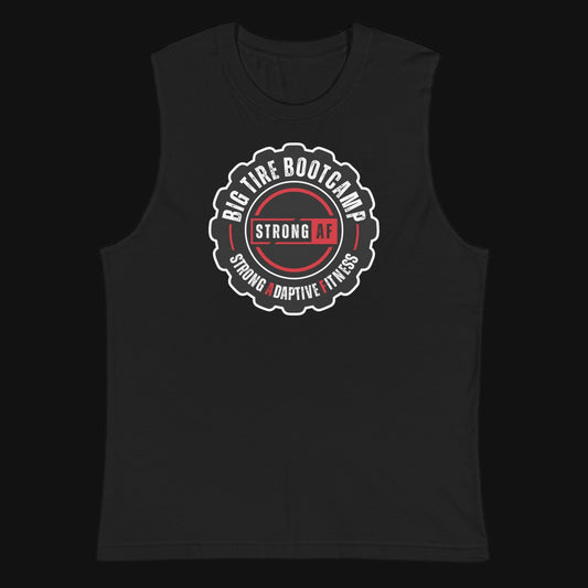Strong AF Circle Logo Coach version muscle shirt, front