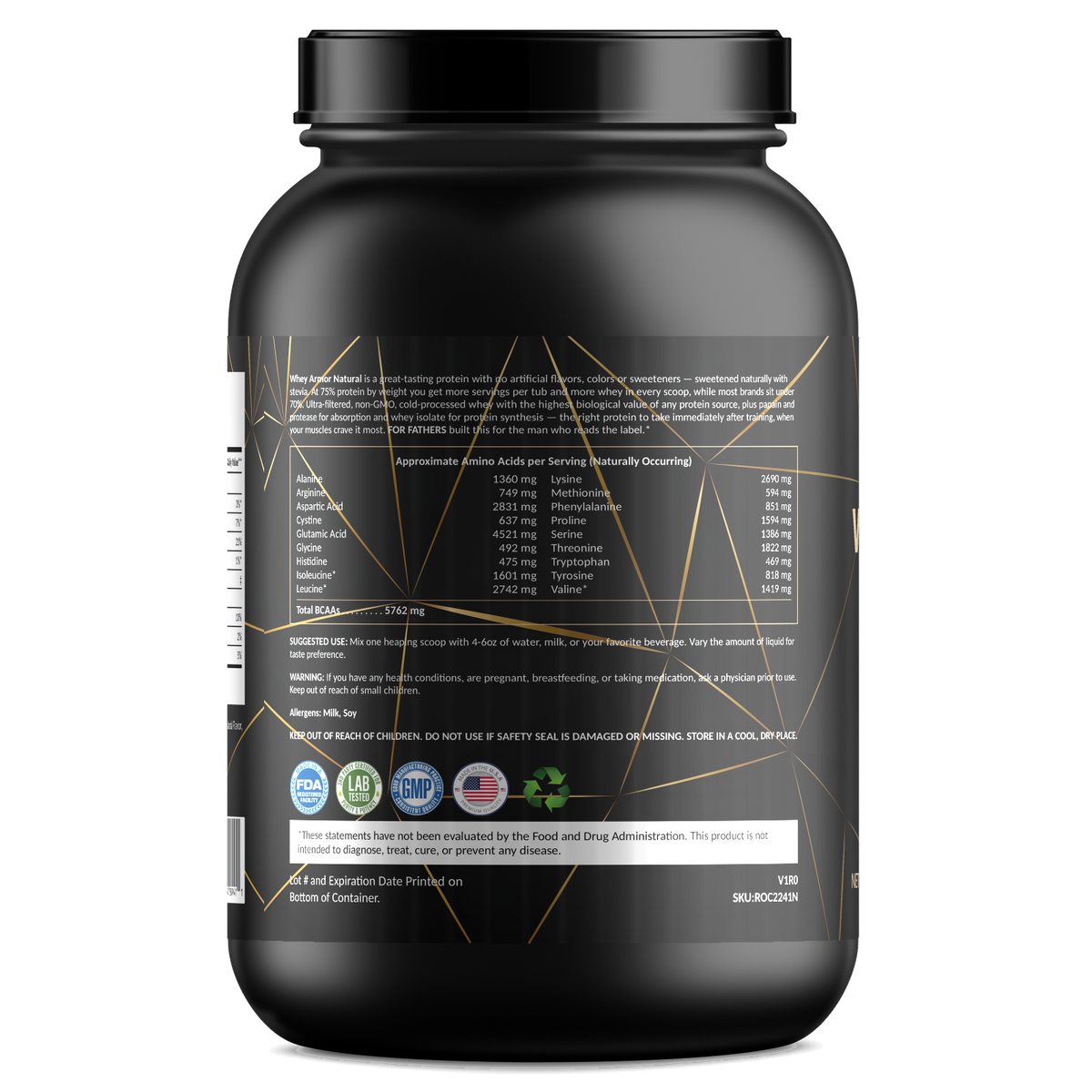 Whey Armor Natural Protein – Vanilla – For Fathers Fitness – left side – directions