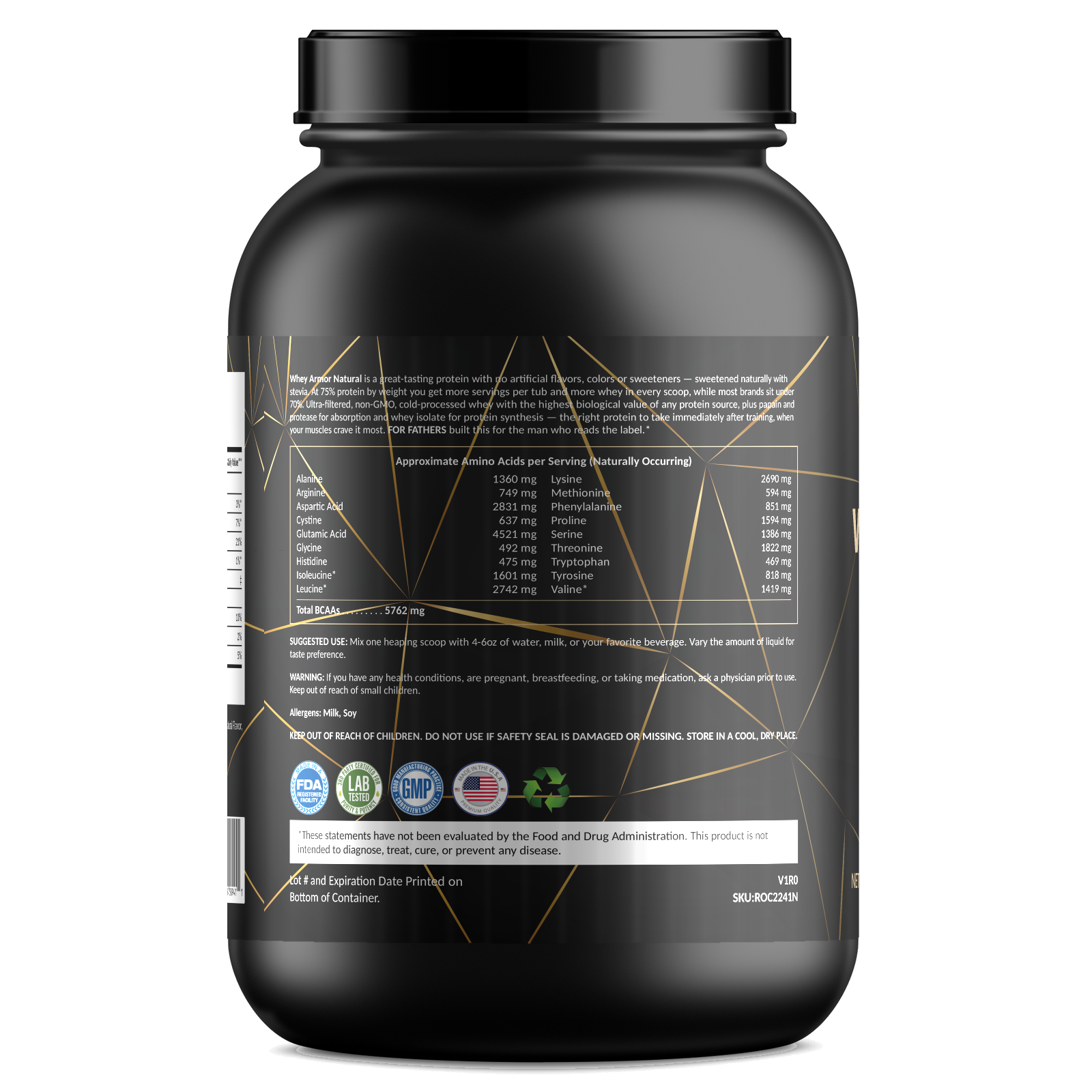 Whey Armor Natural Protein – Vanilla – For Fathers Fitness – left side – directions