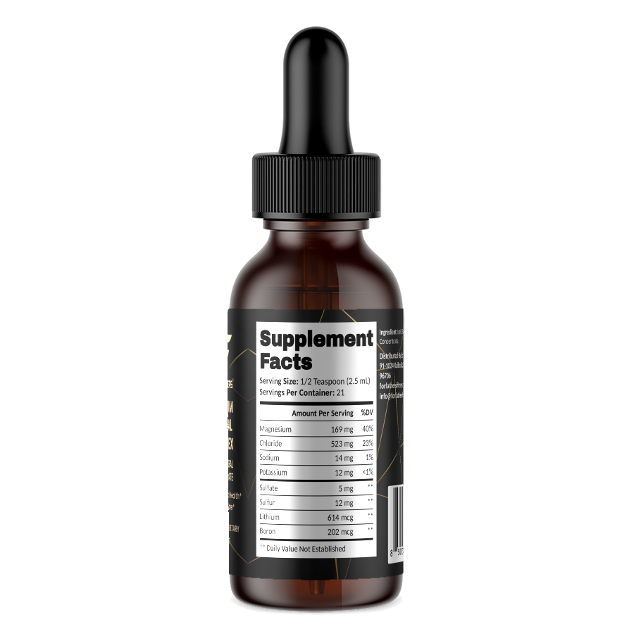 Premium Mineral Complex – Ionic Trace Minerals – For Fathers Fitness – right side – Supplement Facts