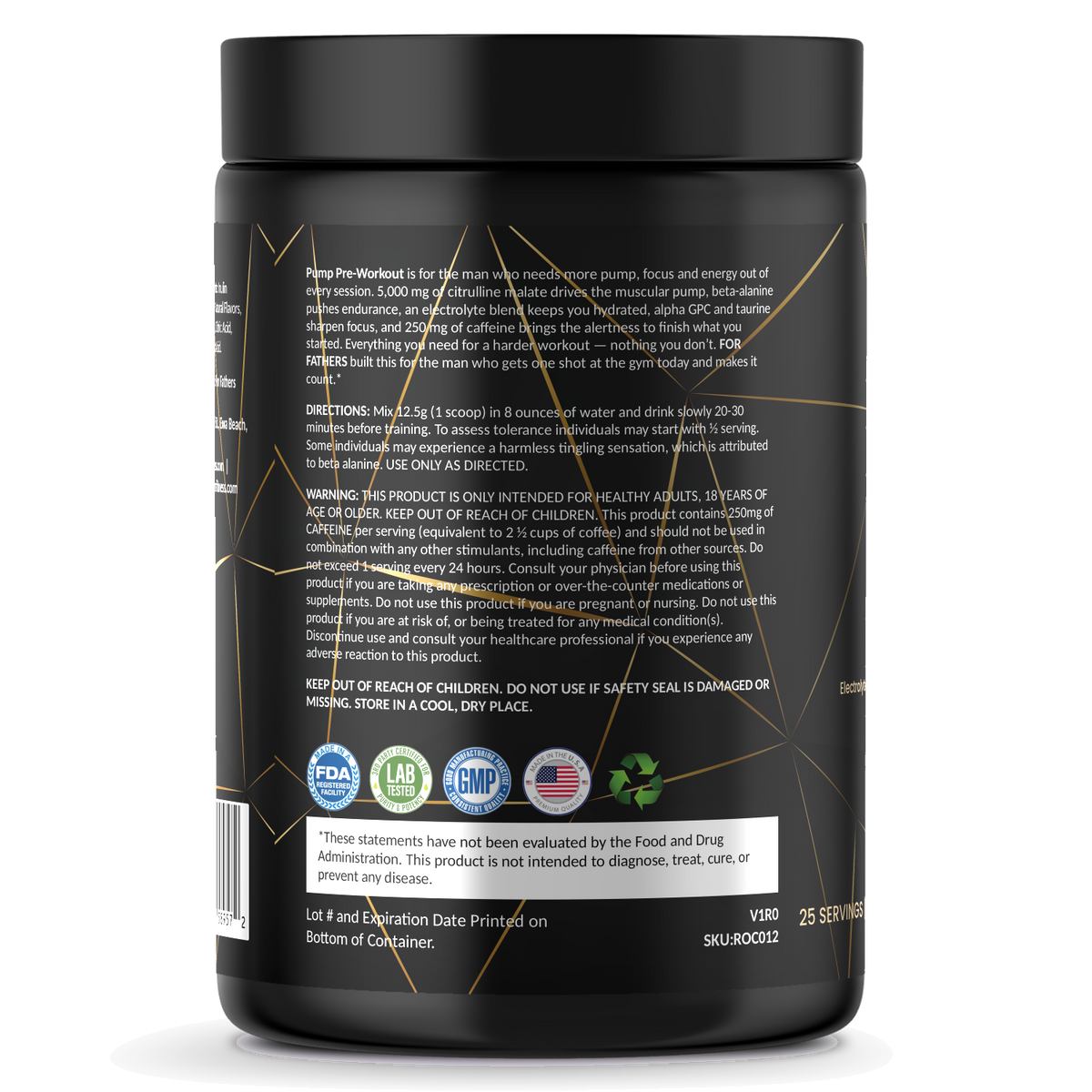 Pump Pre-Workout – Citrus Blast – For Fathers Fitness – left side – directions
