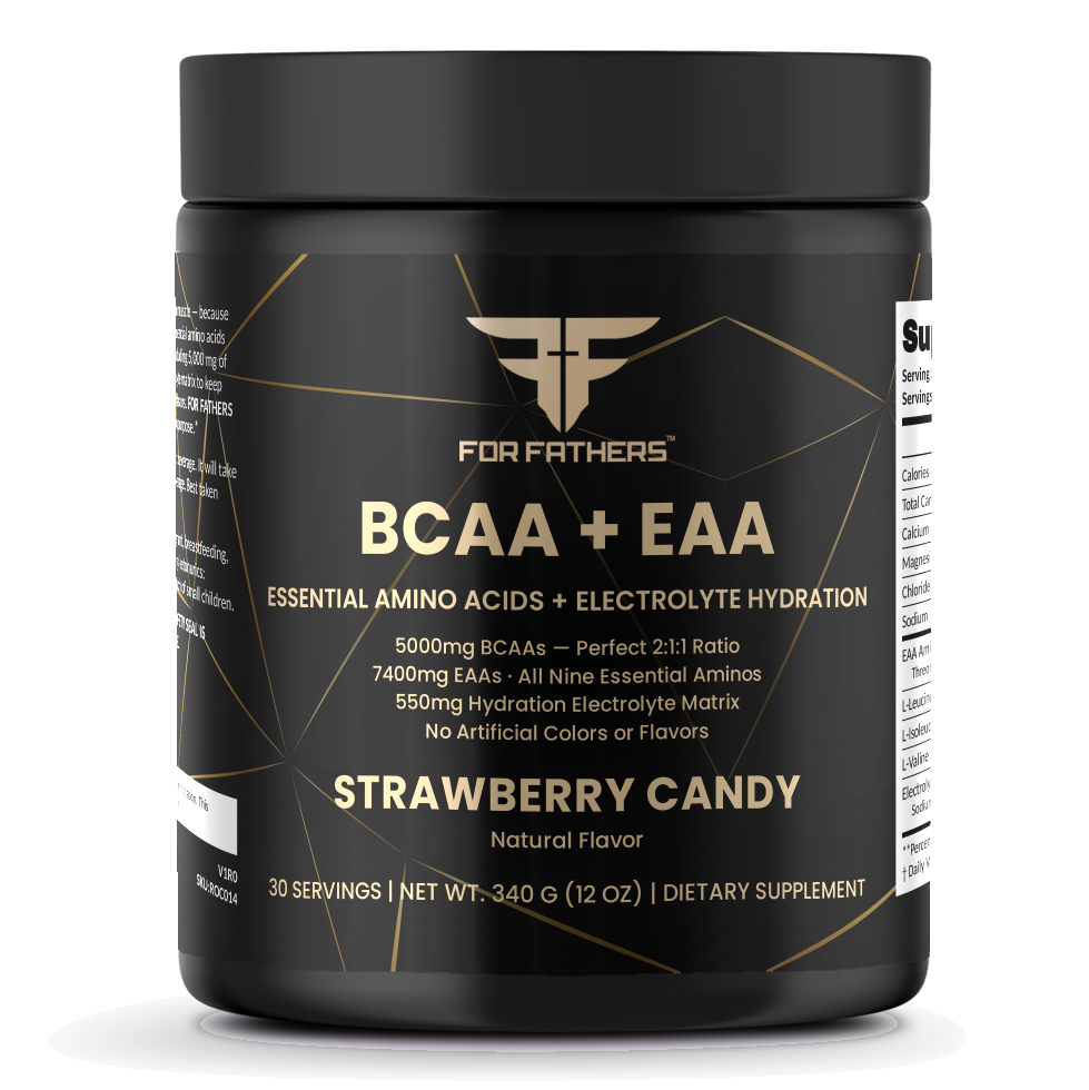 BCAA + EAA – Strawberry Candy – For Fathers Fitness – front