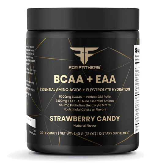 BCAA + EAA – Strawberry Candy – For Fathers Fitness – front