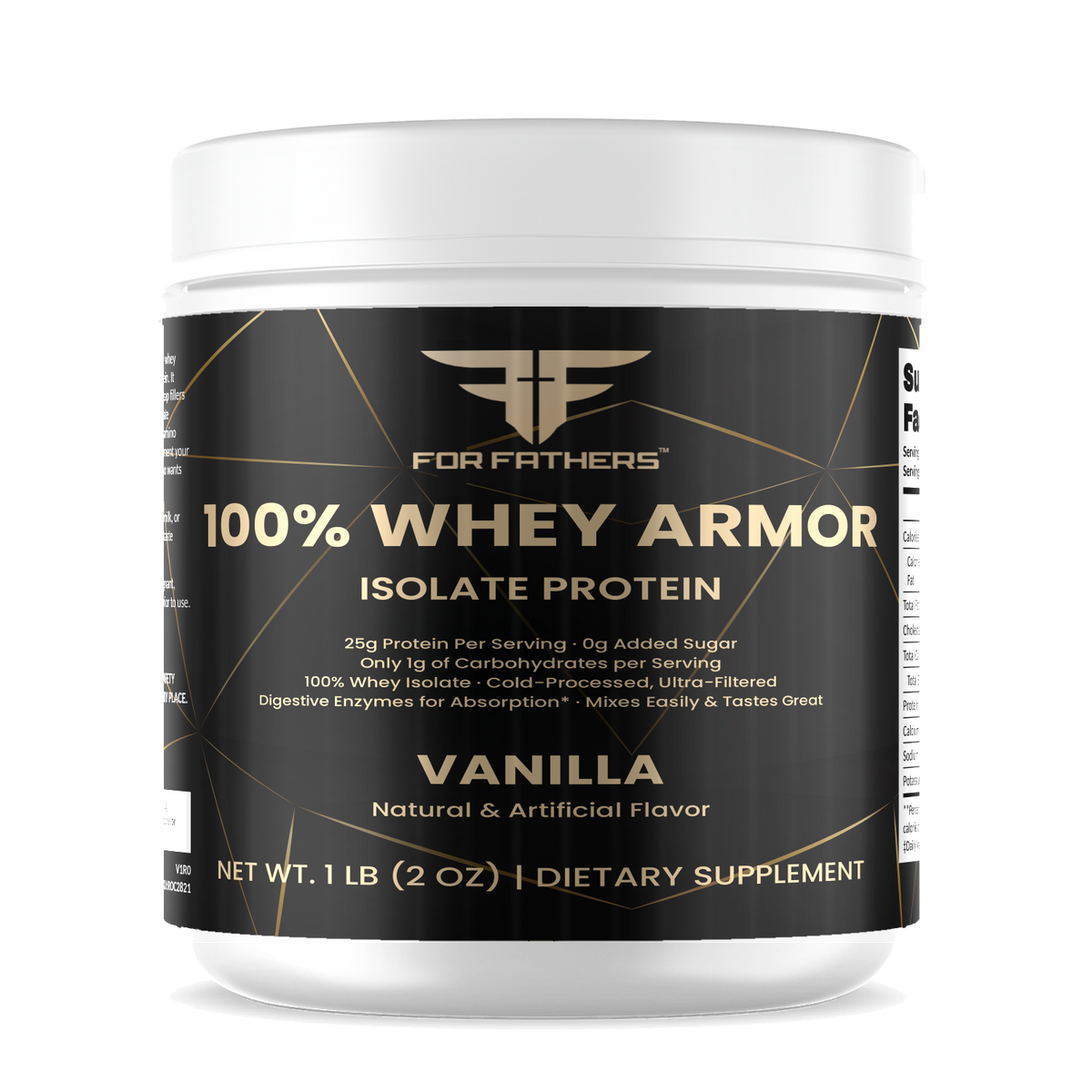 100% Whey Armor Isolate – Vanilla – For Fathers Fitness – front