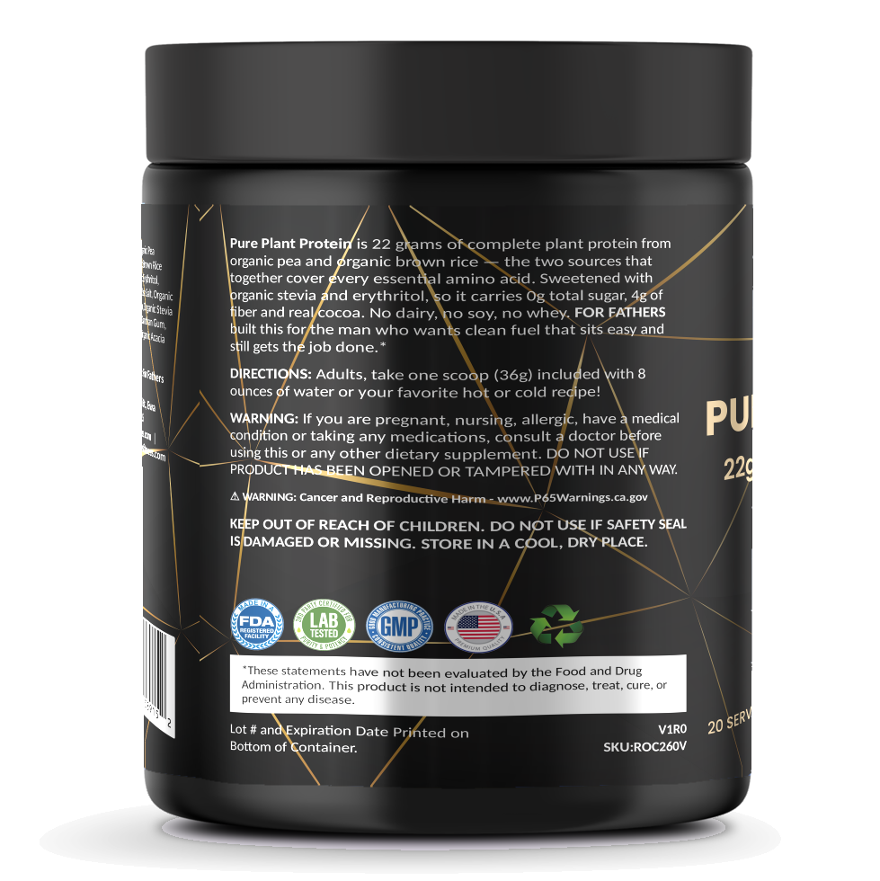 Pure Plant Protein – Rich Chocolate – For Fathers Fitness – left side – directions