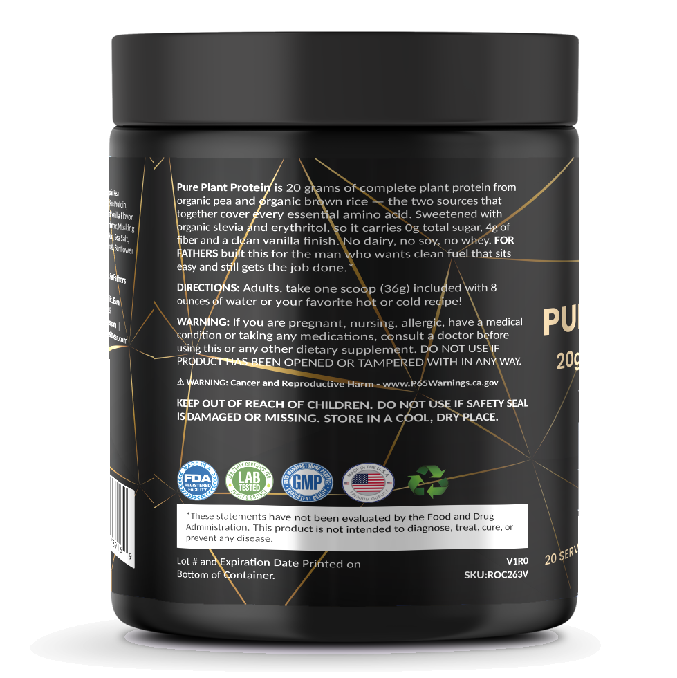 Pure Plant Protein – Vanilla – For Fathers Fitness – left side – directions