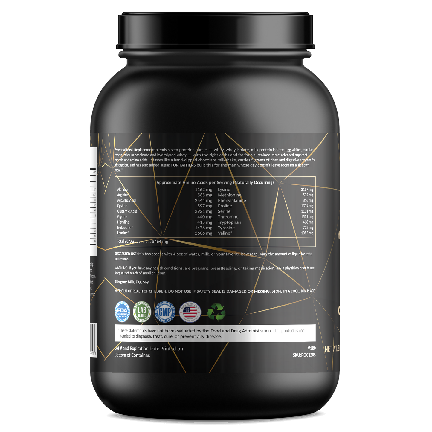 Essential Meal Replacement Protein – Chocolate Milkshake – For Fathers Fitness – left side – directions