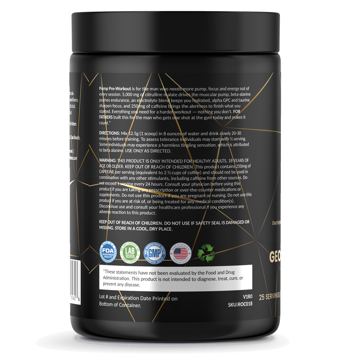 Pump Pre-Workout – Georgia Peach Rings – For Fathers Fitness – left side – directions