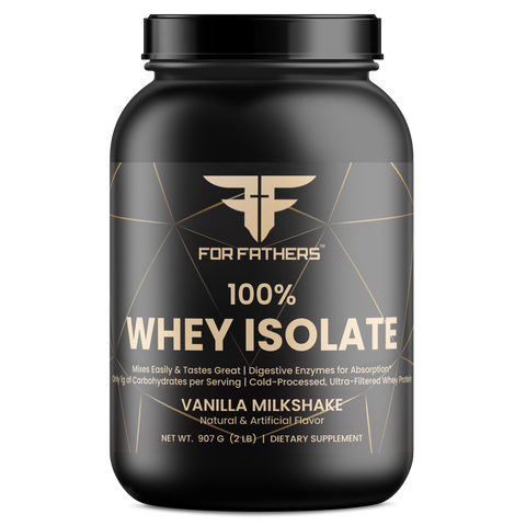 For Fathers 2LB 100% Whey Isolate Vanilla Milkshake Protein Powder – Rapid Absorption, Low-Fat, Energy Boosting