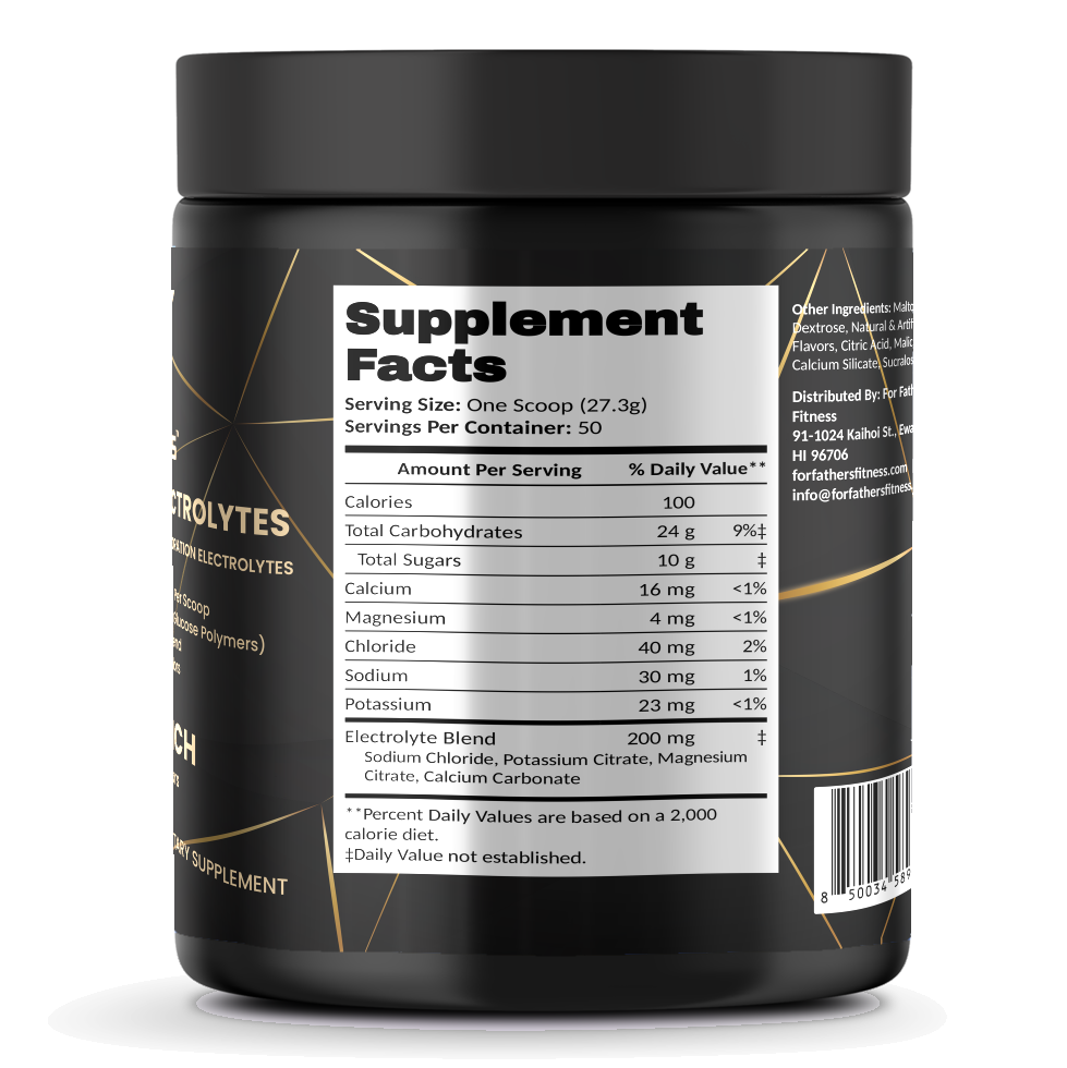 Recovery Carb + Electrolytes – Summer Punch – For Fathers Fitness – right side – Supplement Facts