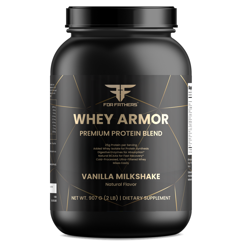 Whey Armor Protein – Vanilla Milkshake – For Fathers Fitness – front