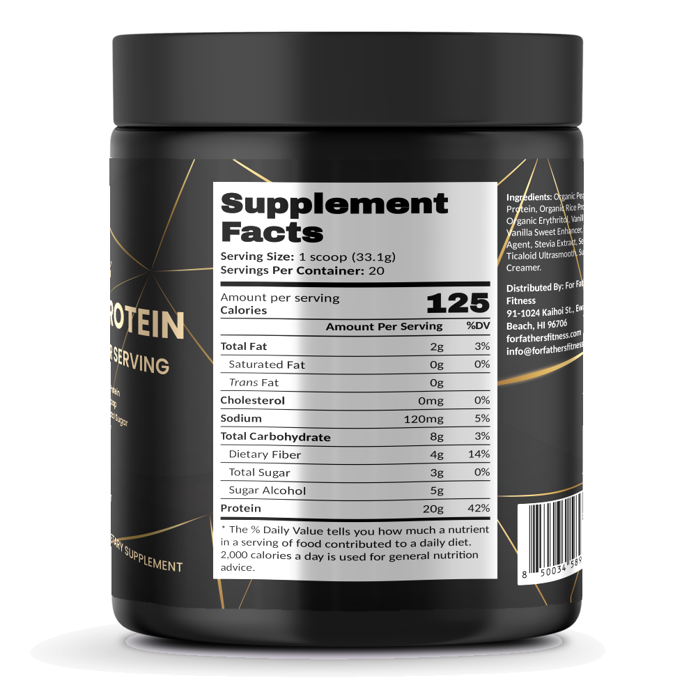 Pure Plant Protein – Vanilla – For Fathers Fitness – right side – Supplement Facts
