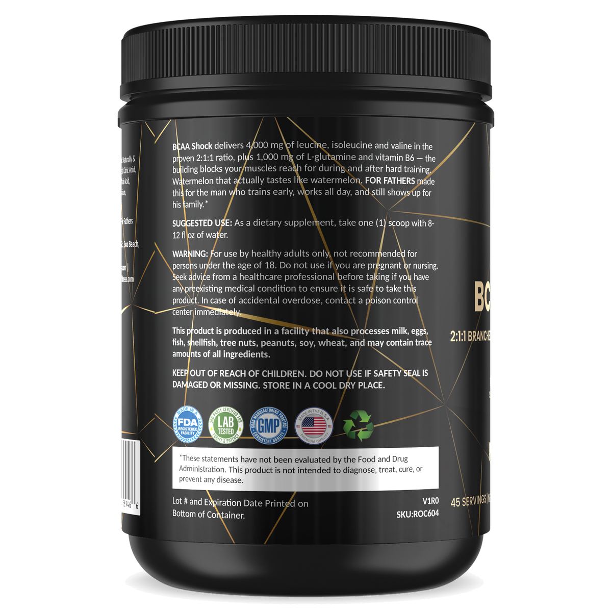 BCAA Shock – Watermelon – For Fathers Fitness – left side – directions