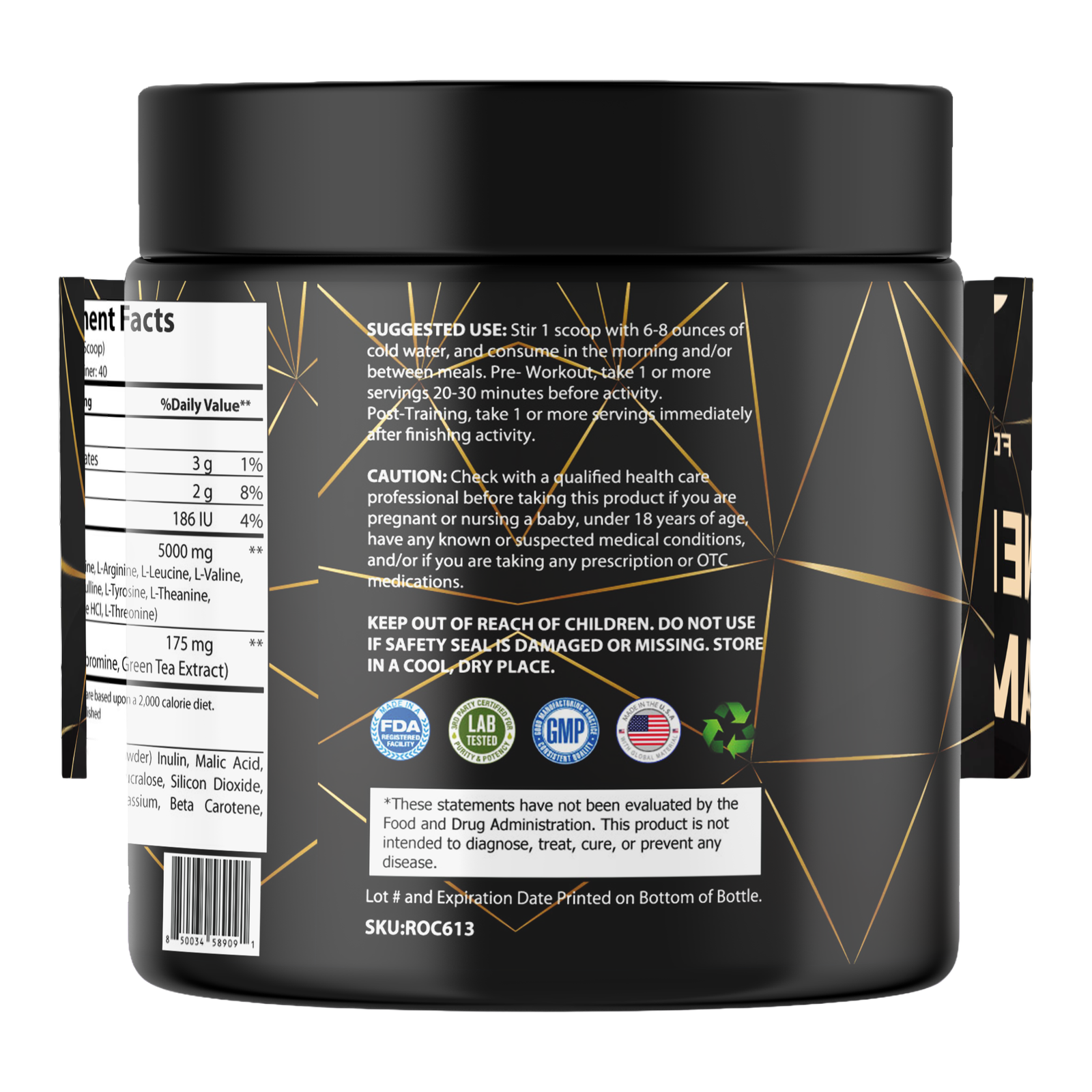For Fathers Fitness amino energized peach mango flavor label
