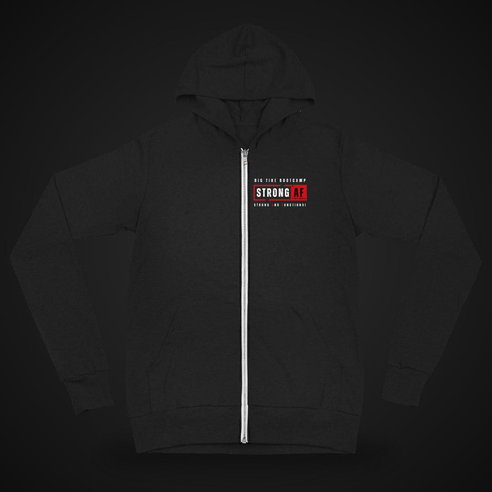 Big Tire Bootcamp Strong AF Lightweight Zip Hoodie - Big Tire Bootcamp STRONG AF apparel