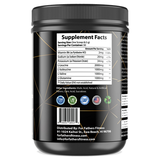 Lemon Lime BCAA 2:1:1 supplement - back label
