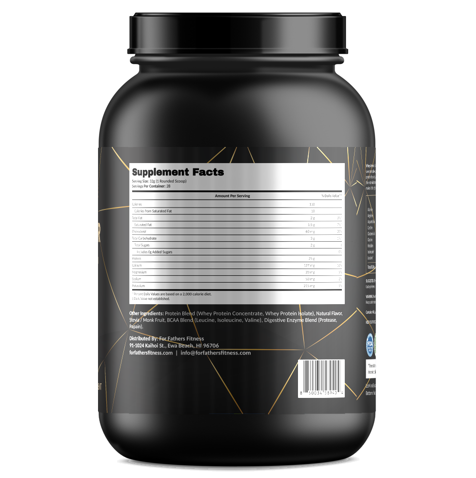 Whey Armor Protein – Vanilla Milkshake – For Fathers Fitness – right side – Supplement Facts