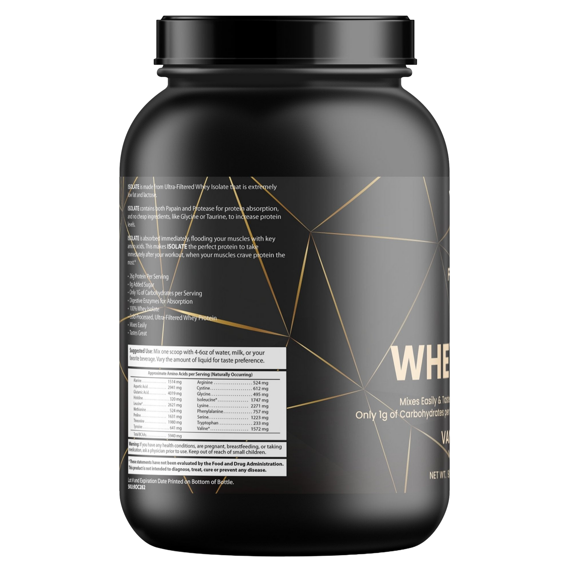Vanilla Whey Isolate label