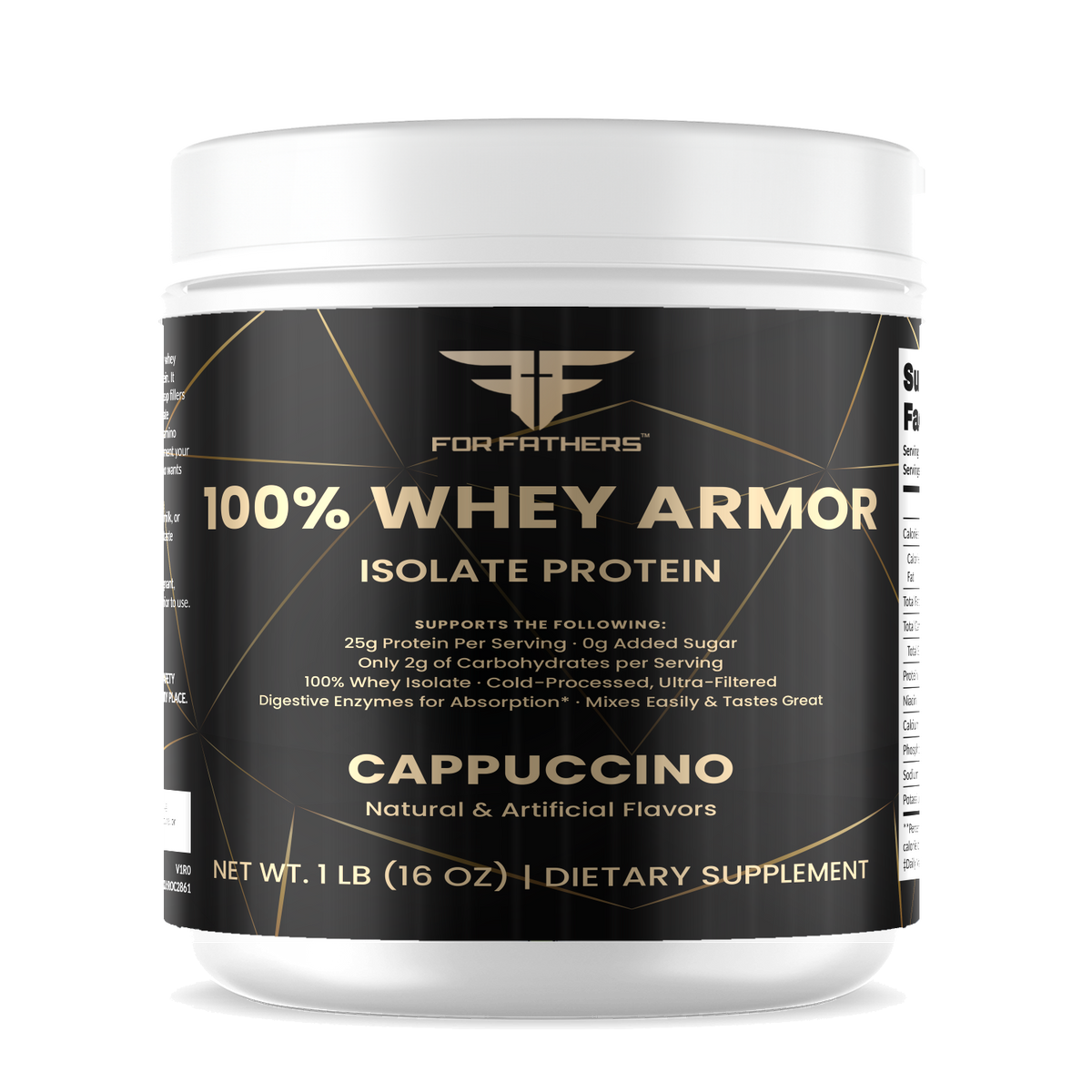 100% Whey Armor Isolate – Cappuccino – For Fathers Fitness – front