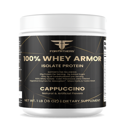 100% Whey Armor Isolate – Cappuccino – For Fathers Fitness – front