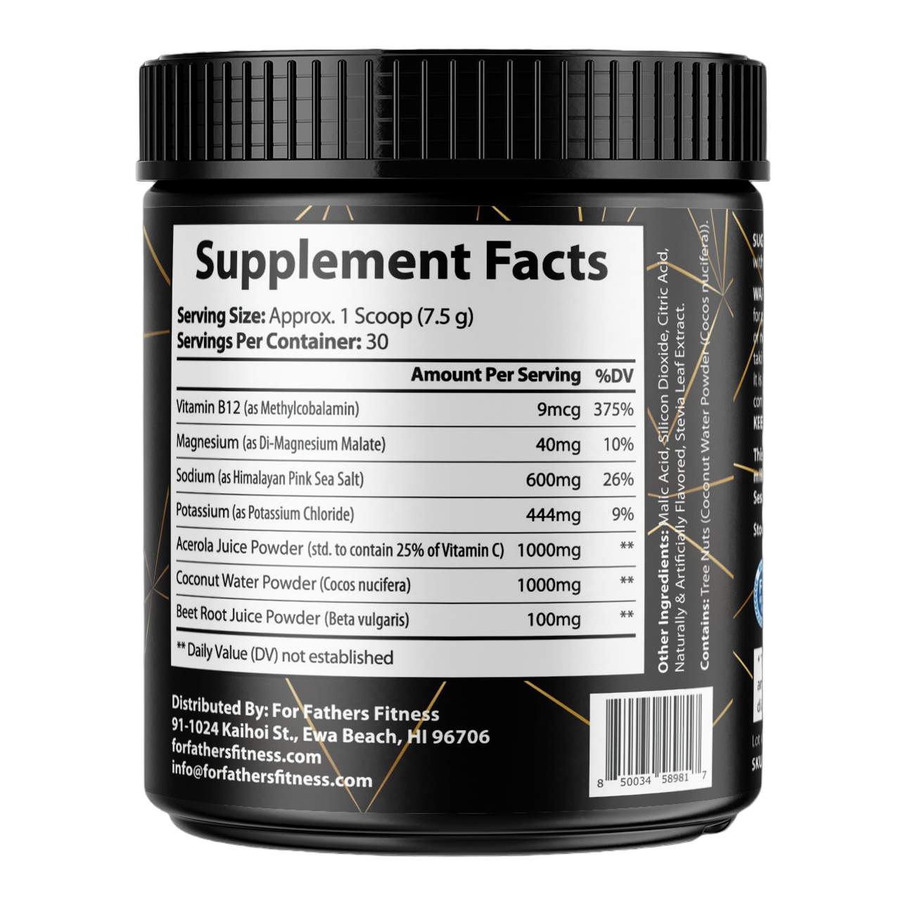 For Fathers Fitness electrolyte label