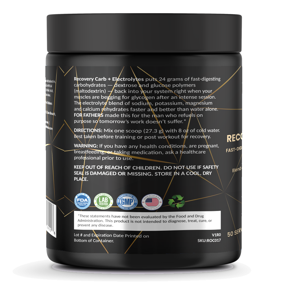 Recovery Carb + Electrolytes – Summer Punch – For Fathers Fitness – left side – directions