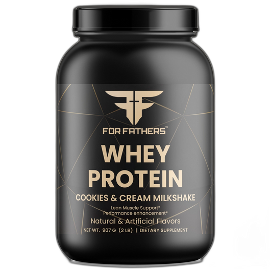 4-in-1 Whey Protein Cookies & Cream on dark