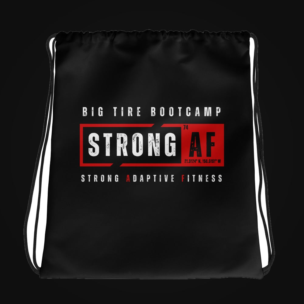Big Tire Bootcamp Drawstring Gear Bag on dark