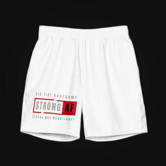 STRONG AF Men's Swim Trunks on dark