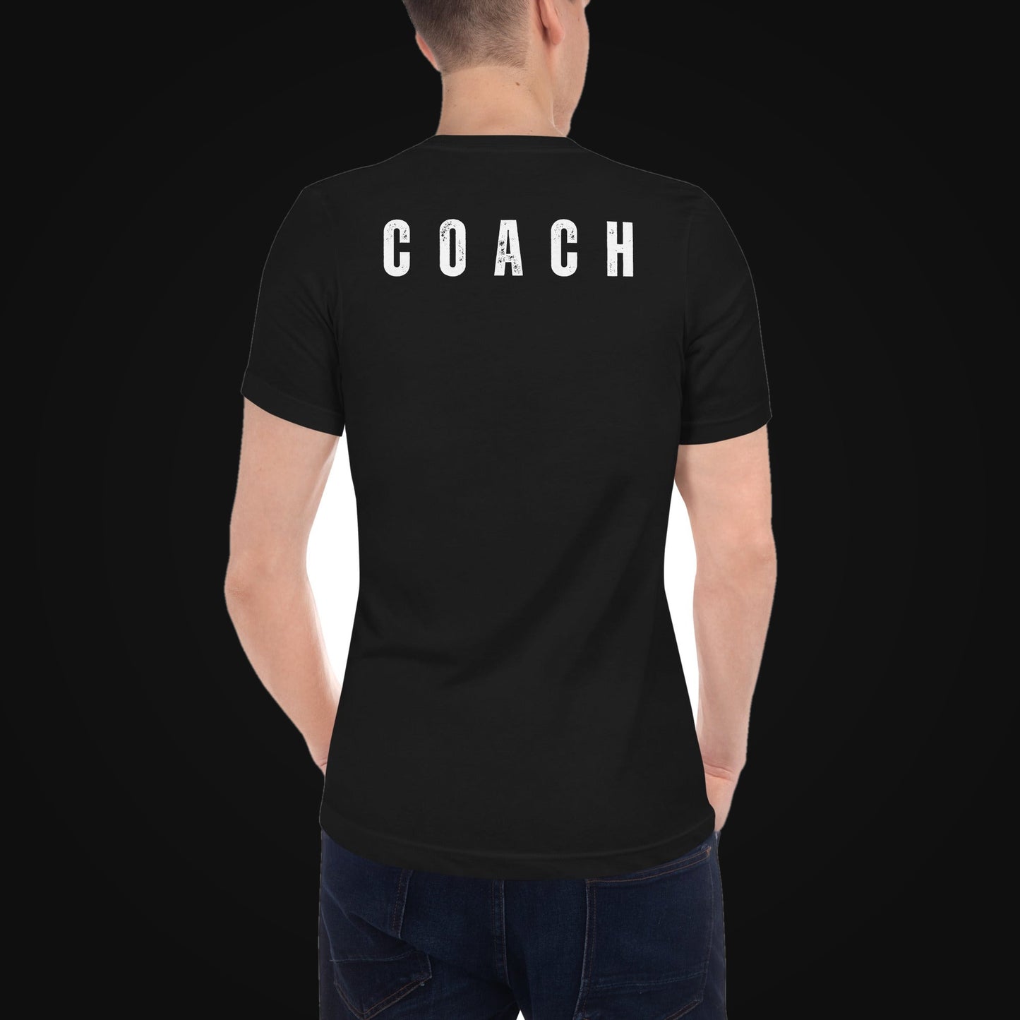 Strong AF Unisex V-Neck Coach Tee on dark