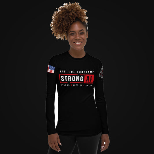 Women's Long Sleeve Rash Guard Coach Shirt on dark