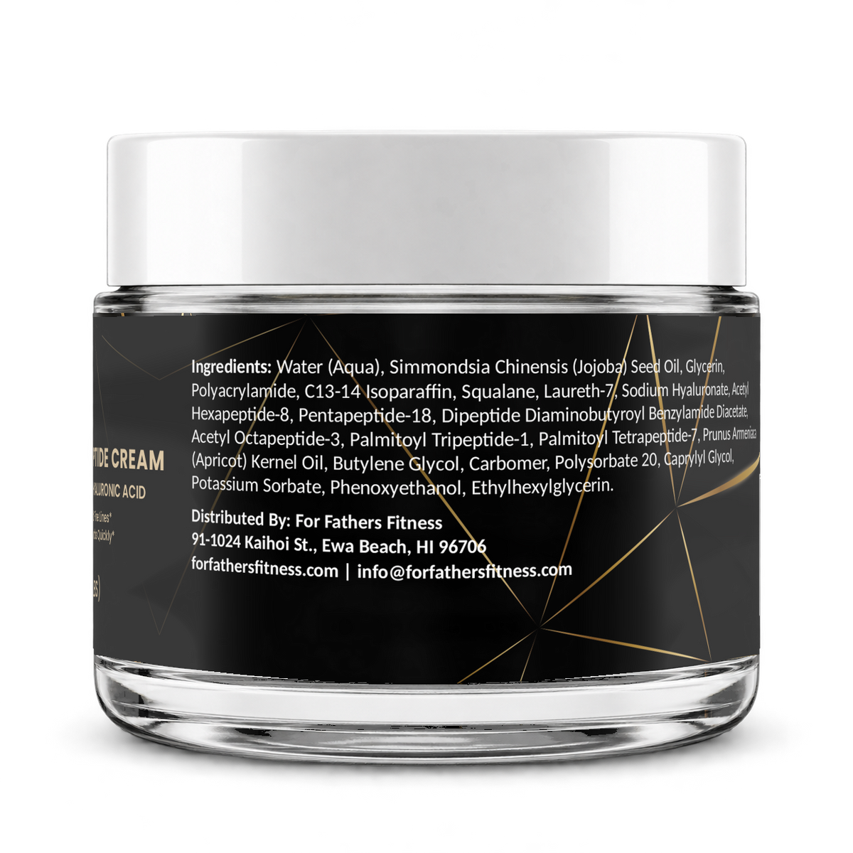 For Fathers Advanced Multi Peptide Cream, 2 fl oz glass jar — right view, ingredients panel