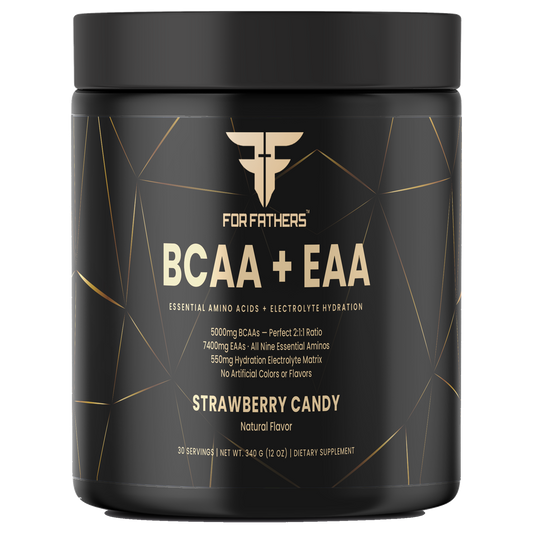 BCAA + EAA Strawberry Candy 30 servings – front view – For Fathers Fitness