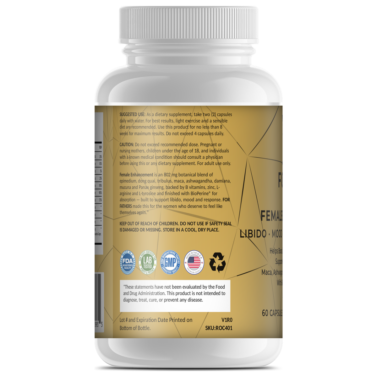 FOR HER Female Enhancement 60 capsules – left label panel – For Fathers