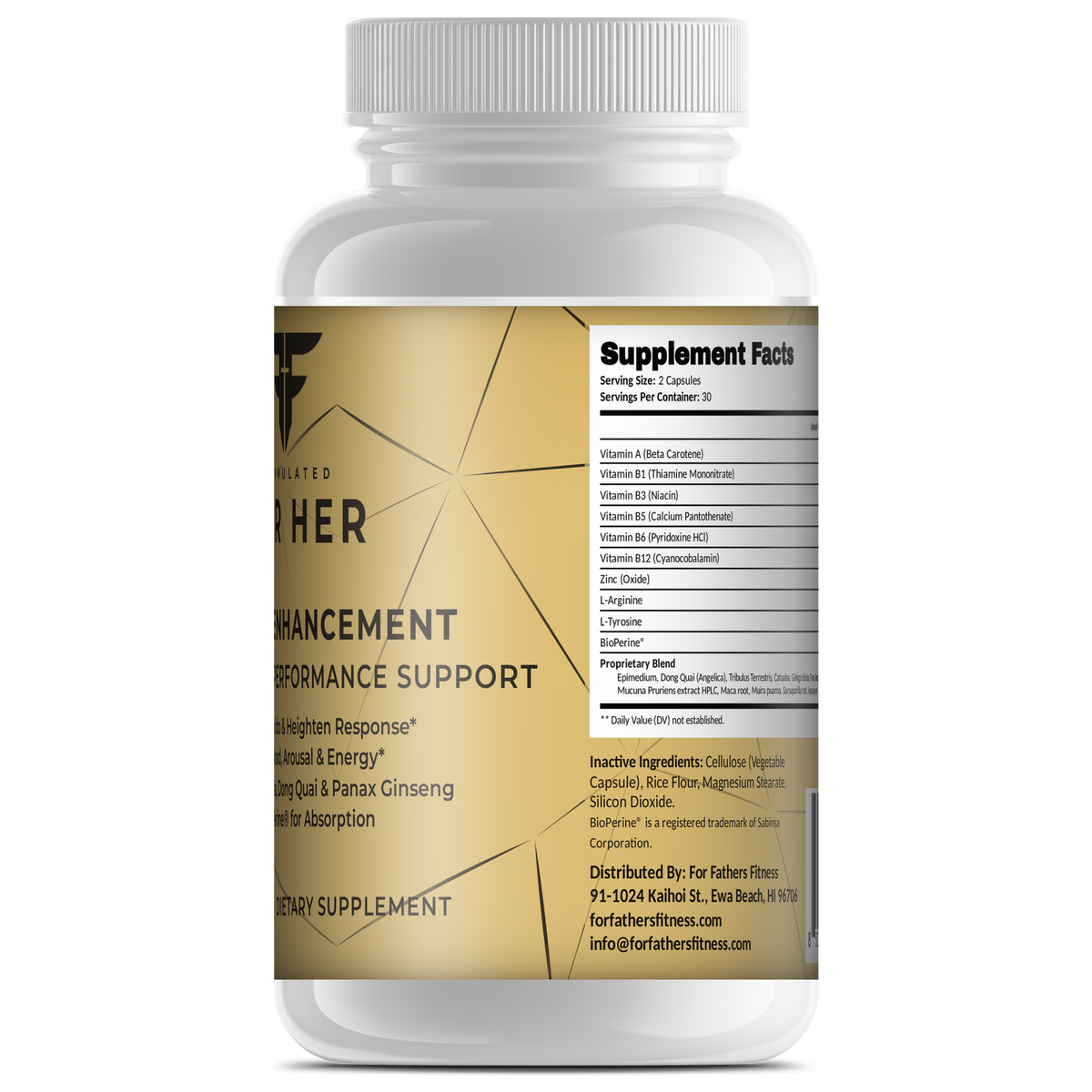 FOR HER Female Enhancement 60 capsules – Supplement Facts view – For Fathers