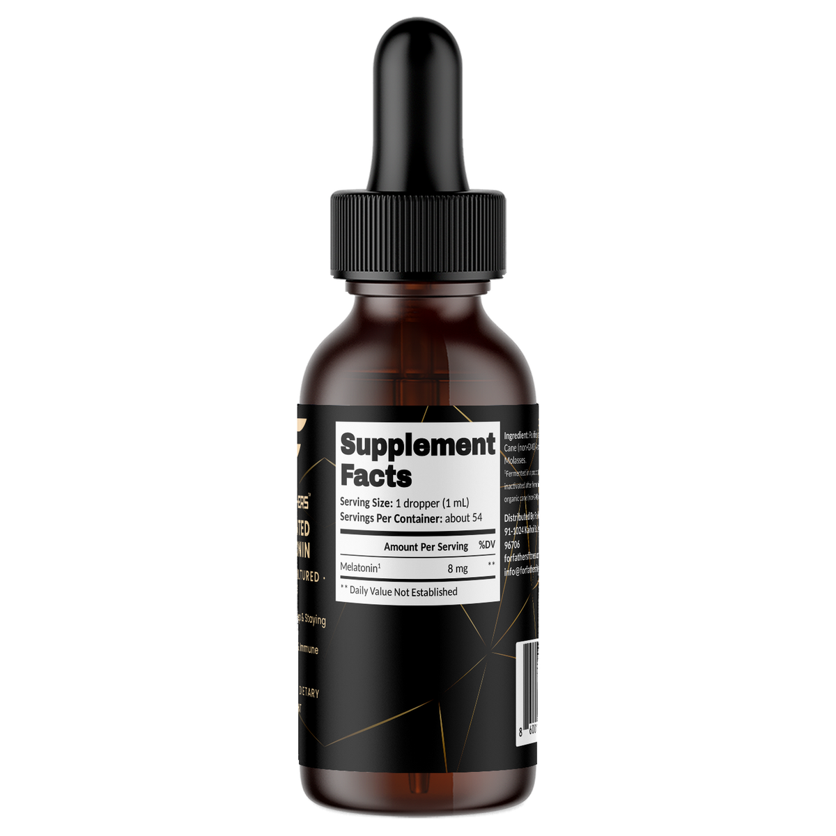 Fermented Melatonin 2 fl oz (54 ml) – Supplement Facts view – For Fathers Fitness